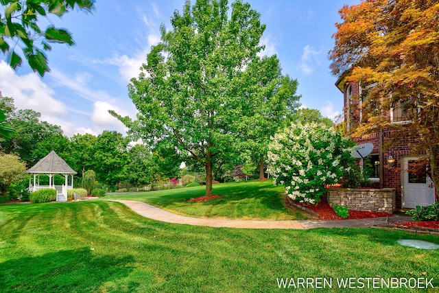 view of yard with a gazebo