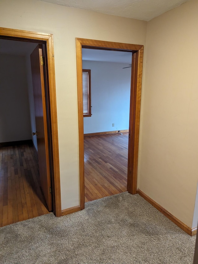 hall with wood-type flooring