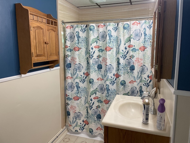 bathroom featuring vanity and tile patterned flooring