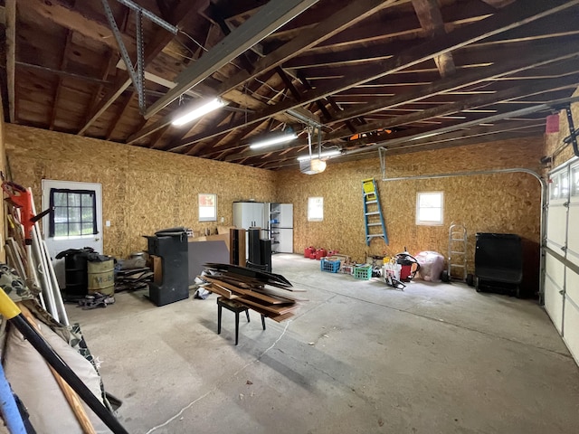 garage with a garage door opener