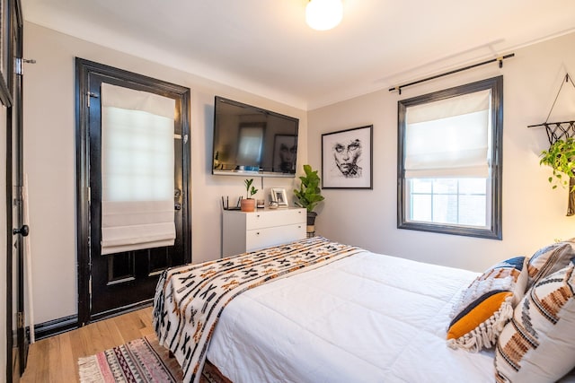 bedroom featuring light hardwood / wood-style flooring