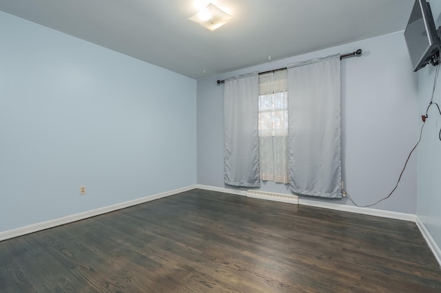 spare room featuring dark hardwood / wood-style floors