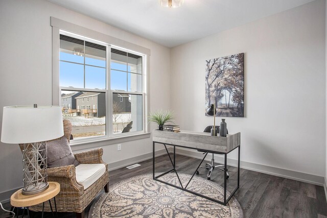 office space featuring hardwood / wood-style floors