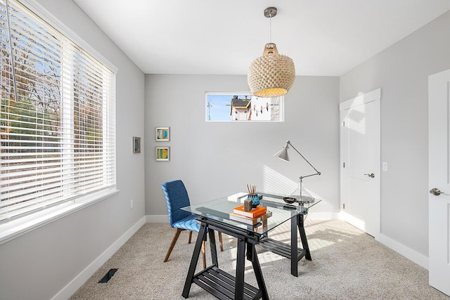 office area with carpet flooring