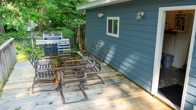 deck featuring area for grilling