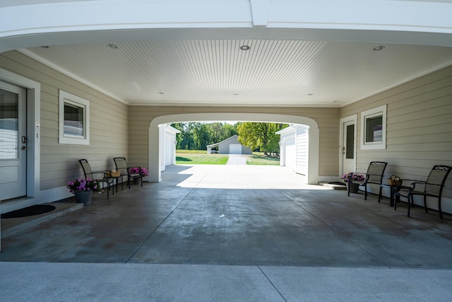 view of garage