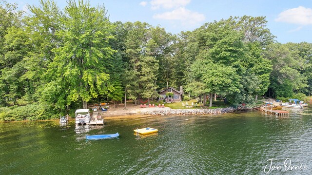 view of dock featuring a water view