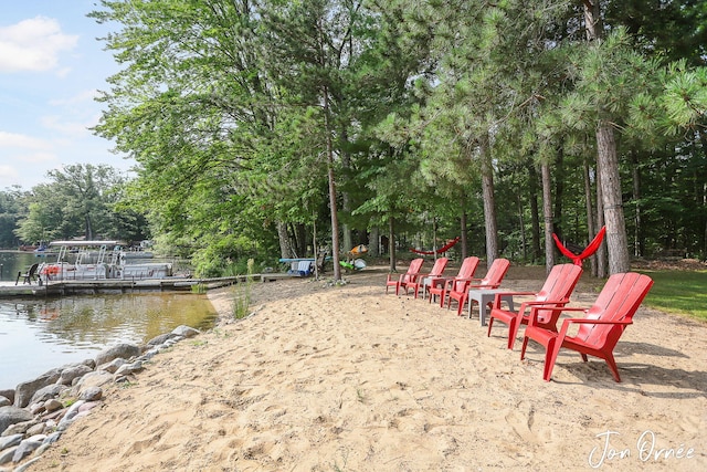 view of community featuring a water view