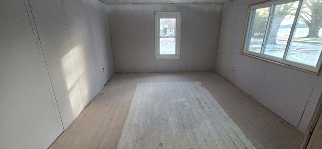 spare room featuring a healthy amount of sunlight and light hardwood / wood-style floors