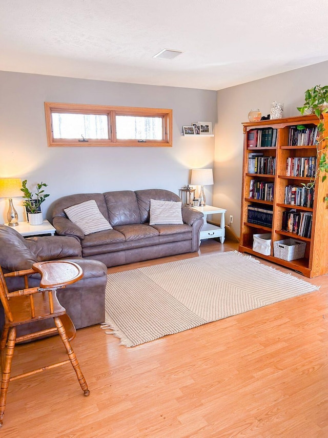 living room with light hardwood / wood-style floors