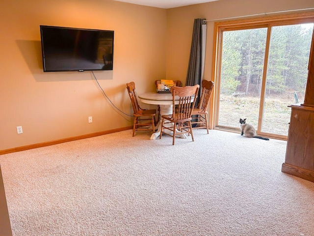 dining area with carpet floors