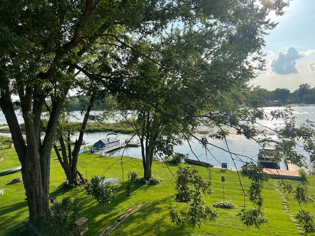 water view with a boat dock