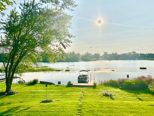 property view of water featuring a dock