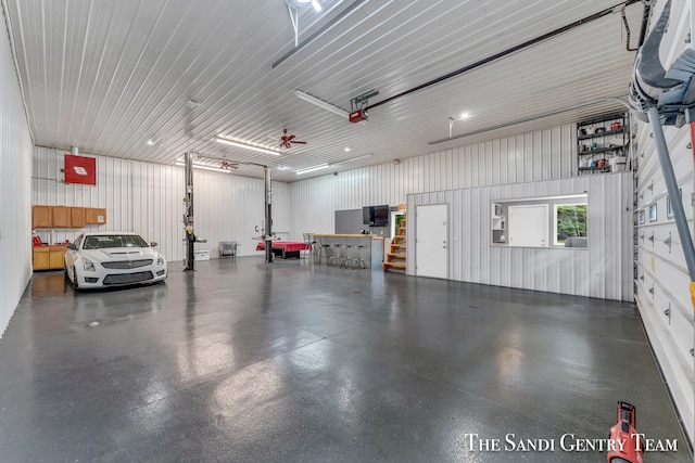 garage with a garage door opener