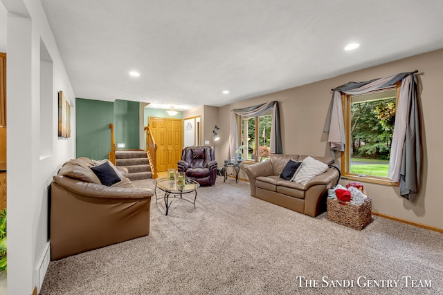 living room with carpet flooring