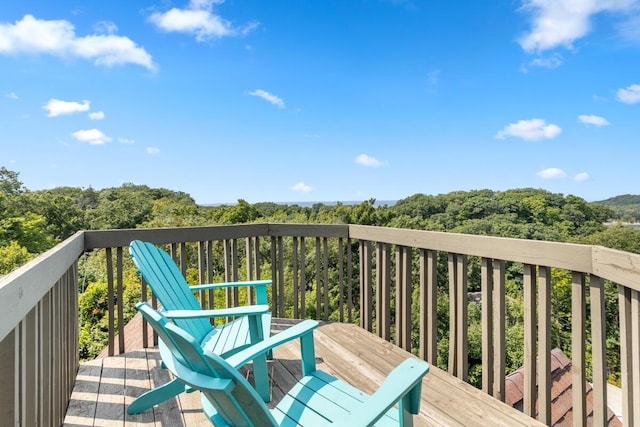 deck with a forest view