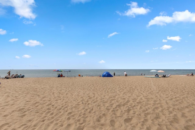 property view of water with a beach view