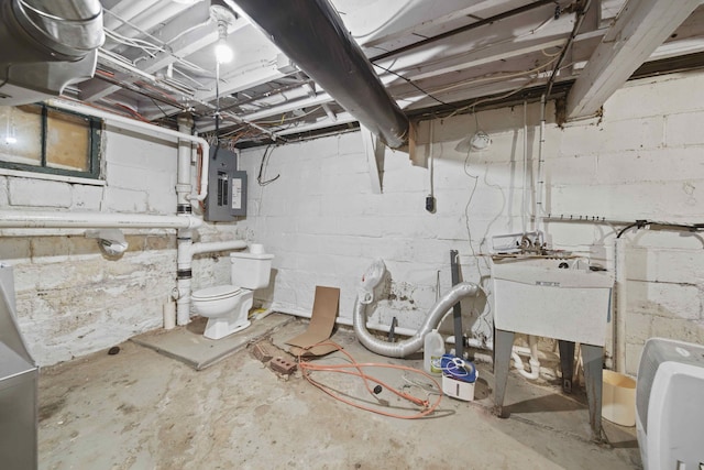 basement with electric panel