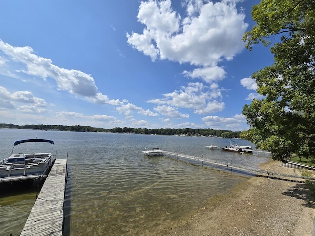 view of dock featuring a water view