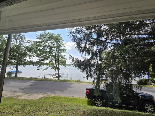 view of street featuring a water view