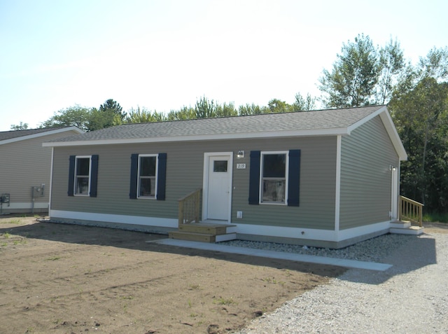 view of front facade featuring roof with shingles