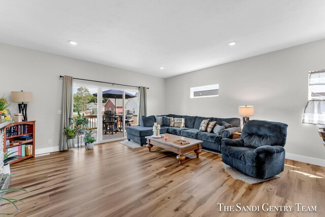 living room featuring light hardwood / wood-style floors