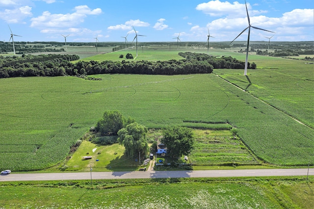 birds eye view of property featuring a rural view