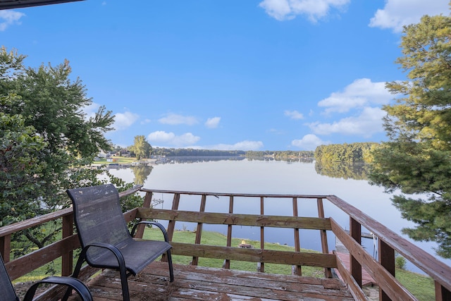 deck with a water view