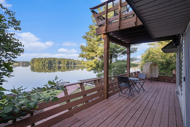 deck with a water view