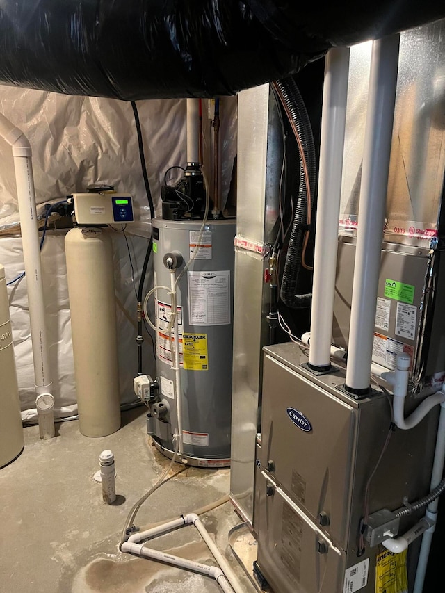 utility room featuring gas water heater