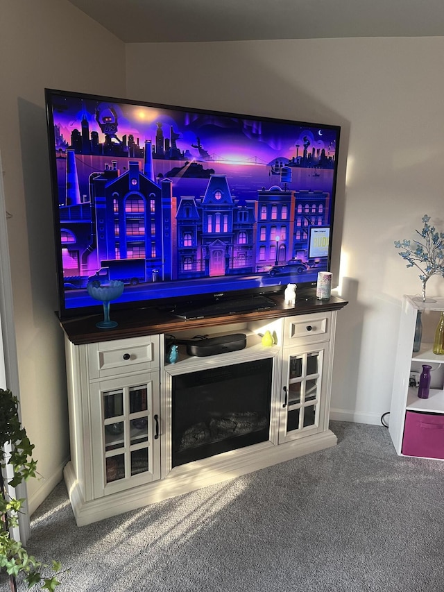 bar with baseboards and carpet floors