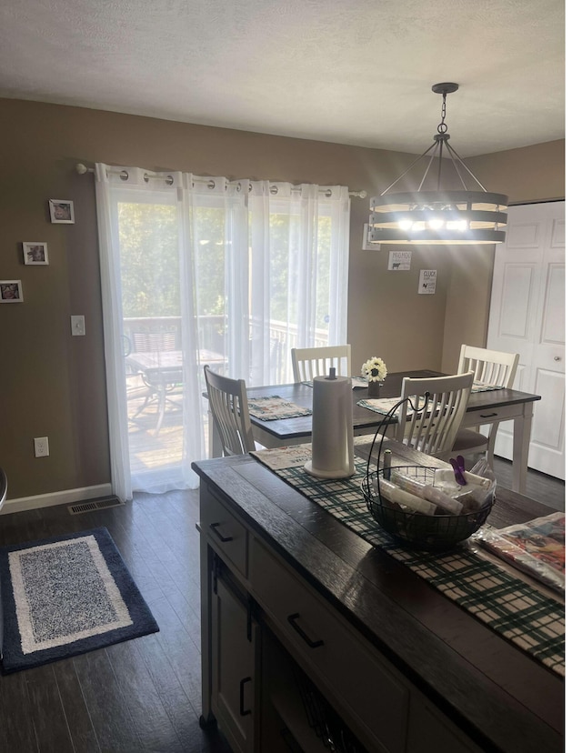233 Depot Cir, Galesburg, MI 49053 - dining area featuring a chandelier and dark wood-style floors