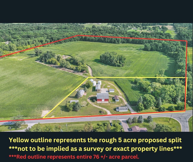 drone / aerial view with a rural view