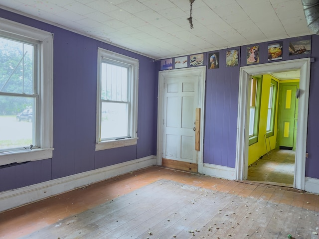 empty room with light hardwood / wood-style flooring and plenty of natural light