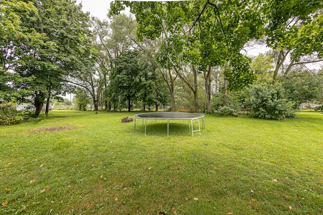 view of yard featuring a trampoline