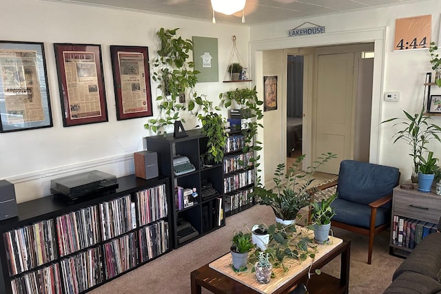 interior space featuring carpet flooring