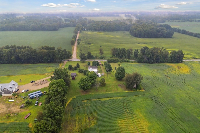 aerial view featuring a rural view