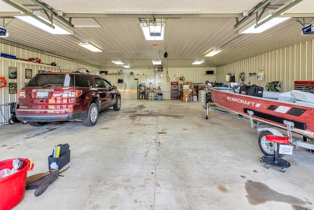 garage with a garage door opener