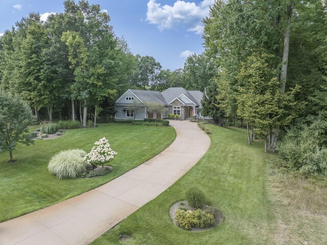 view of front of home with a front yard