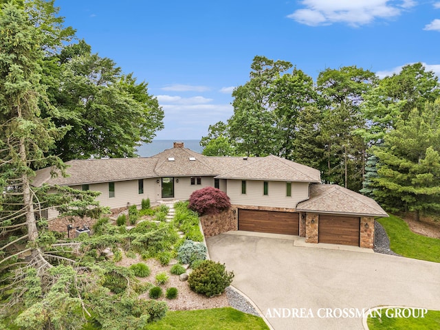 view of front of property with a garage