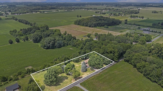 drone / aerial view with a rural view