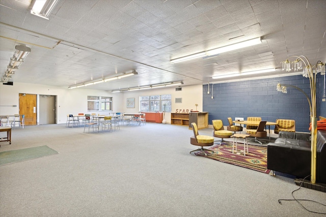 game room featuring carpet