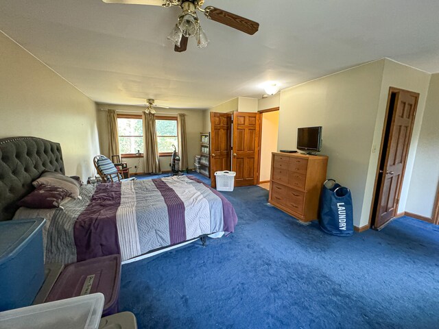 bedroom with carpet and ceiling fan