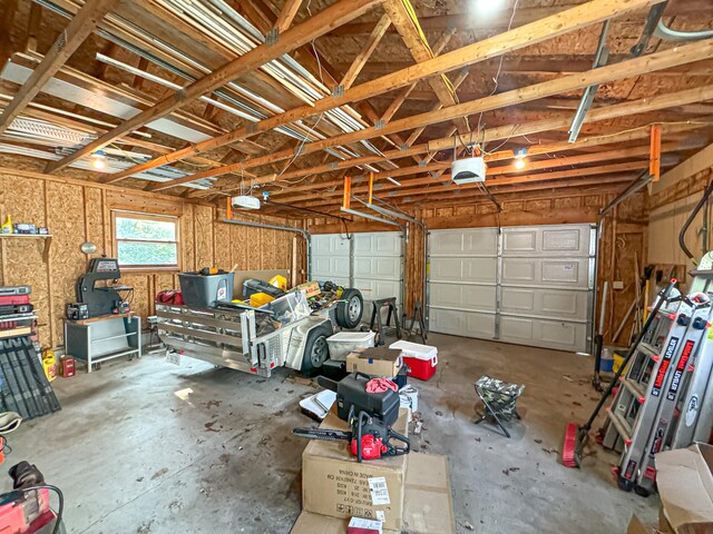 garage with a garage door opener