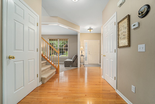 entryway featuring light hardwood / wood-style floors