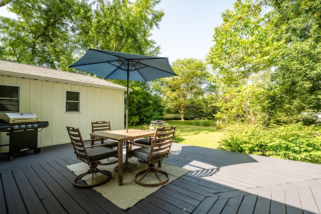 wooden terrace with grilling area