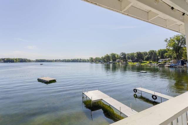 dock area featuring a water view