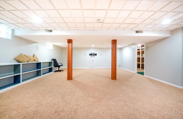 basement with carpet