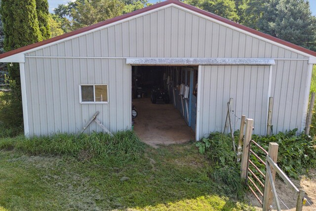 garage with wooden walls