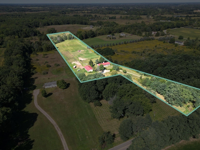 aerial view featuring a rural view